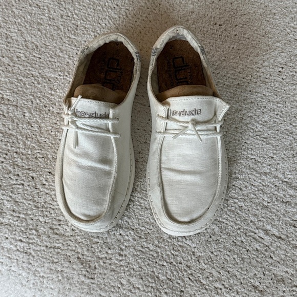 Hey Dude wendy linen natural white Women's White Sneakers 36 EU 6US - Picture 3 of 10